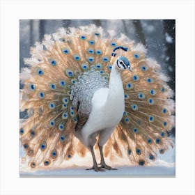 Beautiful white dancing peacock  Canvas Print