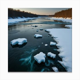 Ice Floes In The River Canvas Print