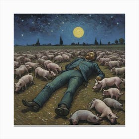 Pigs In The Night Drunken Men Canvas Print