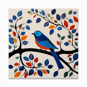 Gond Art India, Bird On a Branch, folk art, 150 Canvas Print