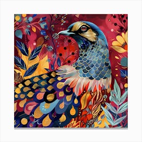 Patchwork Quilted Quail 1 Canvas Print