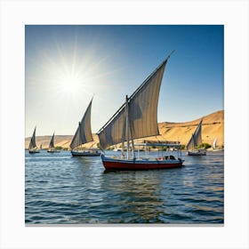 Sailboats On The Nile Canvas Print