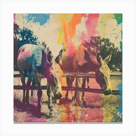 Rainbow Donkey Retro Stripe Collage 1 Canvas Print