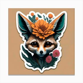 Fox With Flowers Canvas Print