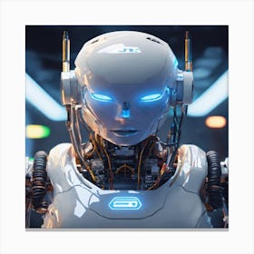 Robot With Blue Eyes Canvas Print
