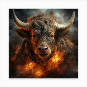 Bull In Fire 2 Canvas Print