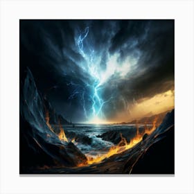 Impressive Lightning Strikes In A Strong Storm 23 Canvas Print