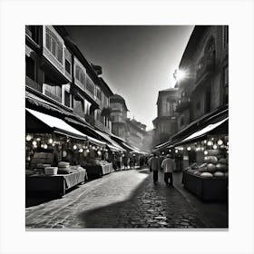 Black And White Street Scene Canvas Print