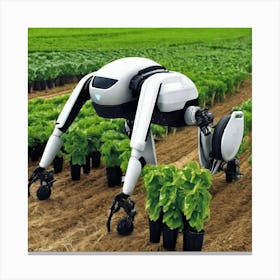 Robot In The Field 1 Canvas Print