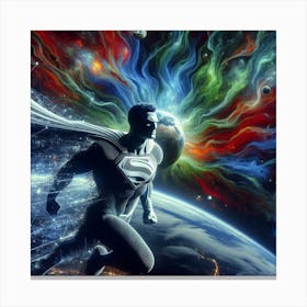 Superman In Space 6 Canvas Print