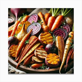 A Close Up Of Root Vegetables, Featuring A Variety Canvas Print