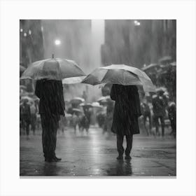 Two People In The Rain Canvas Print