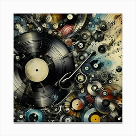 Old School Vinyl Records As Abstract Art Canvas Print