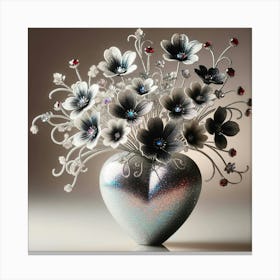 Fancy Heart Vase Of Silver Canvas Print