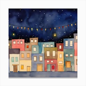 Watercolor Night Scene Canvas Print