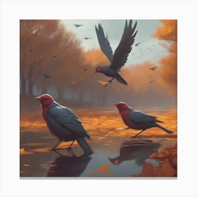 Birds In Autumn 1 Canvas Print