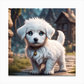 White Puppy With Blue Eyes Canvas Print