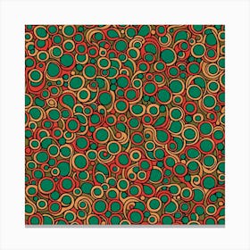 A Pattern Featuring Abstract Geometric Shapes With Lines Rustic Green And Red Colors, Flat Art, 125 Canvas Print