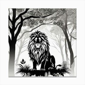 Lion In The Forest Canvas Print