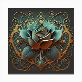 Stylized and intricate geometric black rose 5 Canvas Print