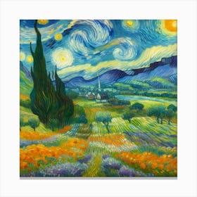 Starry Night In The Valley Canvas Print