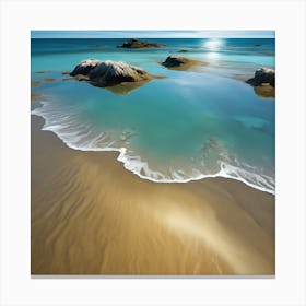 Gleaming Light across the Sea on Golden Beach Canvas Print