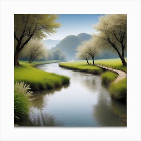 River In Spring 3 Canvas Print