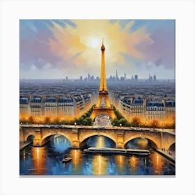 Stylized Skyline Of Paris With The Eiffel Tower Art Print Canvas Print