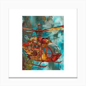 Retro Chopper In The Sky Canvas Print