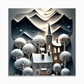 Village In The Snow Canvas Print