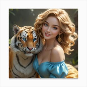 Cinderella And Tiger Canvas Print