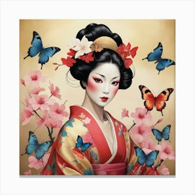 Asian Madame Butterfly Art Print 2 Canvas Print