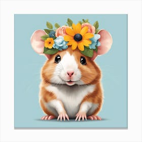 Floral Baby Hamster Nursery Illustration (6) Canvas Print