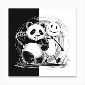 Panda Bear And Smiley Canvas Print