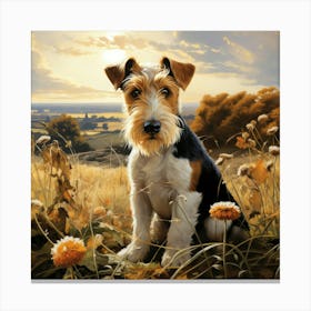 Wire Hair Fox Terrier In Autumn Countryside 1 Canvas Print