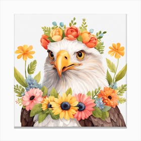 Floral Baby Eagle Nursery Illustration (7) Canvas Print