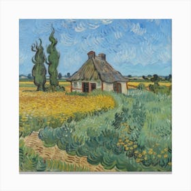 Wheat Field With Cypress Trees Old Wooden van Gogh Vincent Canvas Print