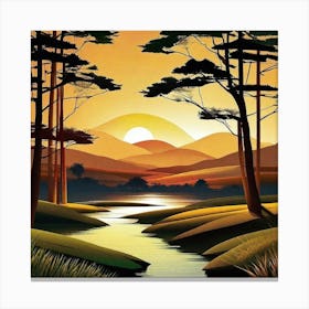 Sunset In The Woods 12 Canvas Print