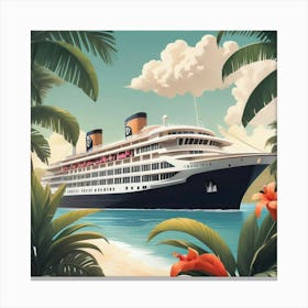 Cruise Ship On The Beach Canvas Print