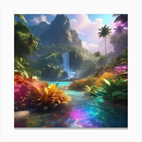 Waterfall In The Jungle 14 Canvas Print