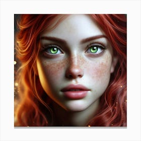 Red Haired Girl With Green Eyes 1 Canvas Print