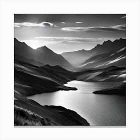 Black And White Mountain Landscape 24 Canvas Print