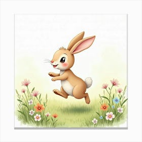 Bunny Running In The Grass Canvas Print