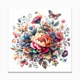 Flowers And Butterflies Canvas Print