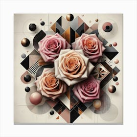 Geometric Art Roses 3 Canvas Print