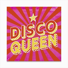 Disco Queen Pink & Yellow Square Canvas Print