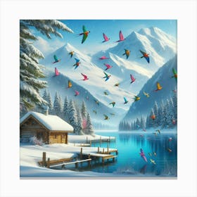 Birds In The Snow 5 Canvas Print