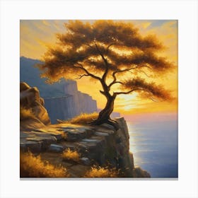 Lone Tree At Sunset 7 Canvas Print