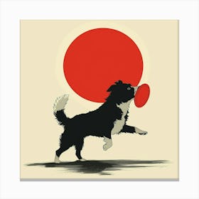 Dog With Frisbee Canvas Print