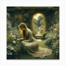 Girl In A Garden 3 Canvas Print